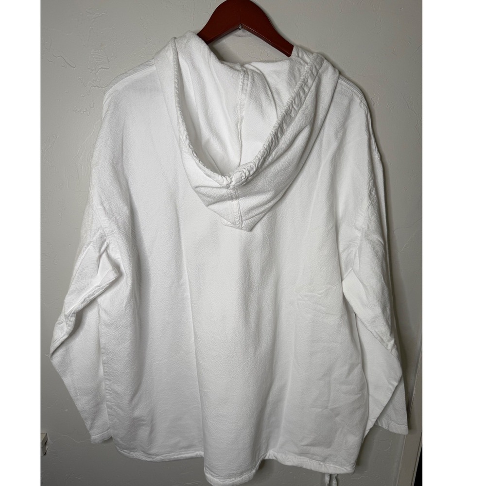 Soft Surroundings White Textured V-Neck Hoodie Pullover Kangaroo Pocket 2X USA - Picture 2 of 8